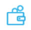 Blue wallet icon representing no booking charges